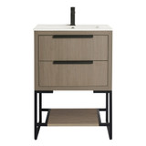 Fine Fixtures Kingsford Wall Hung Vanity 24" Wide With Drawers, Gray - KI24GR-DR