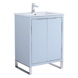 Fine Fixtures Opulence Vanity Cabinet 24" Wide, Pastel Blue With Chrome Hardware - OL24PB-OLH24PC