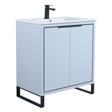Fine Fixtures Opulence Vanity Cabinet 30" Wide, Pastel Blue With Black Hardware - OL30PB-OLH30BL