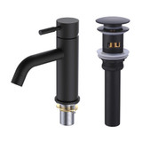 Fine Fixtures Round Bathroom Faucet With Pop-Up Drain - Single Hole, Matte Black - FAD2BL