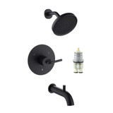 Fine Fixtures Round Tub & Shower Faucet Trim & Cartridge, Black - SRA1BL-WSP