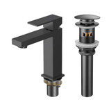 Fine Fixtures Square Bathroom Faucet With Pop-Up Drain - Single Hole, Matte Black - FAD3BL