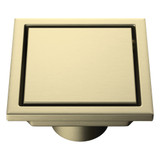 Fine Fixtures 4" Square Shower Drain | Convertible Design | Satin Brass - DRA4SB