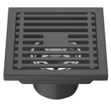 Fine Fixtures 4" Square Shower Drain | Slotted Design | Matte Black - DRB4BL