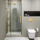 Fine Fixtures Frameless Adjustable Shower Door - 54" x 74", Satin Brass - SDB54SB