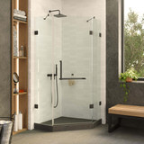 Fine Fixtures Frameless Neo-Angle Shower Enclosure - 42" x 42" x 74", Matte Black - SDJ42BL