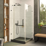 Fine Fixtures Frameless Adjustable Shower Enclosure - 42" x 42" x 74", Satin Brass - SDK42SB