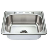 Fine Fixtures 25" x 22" x 6" - 20 Gauge Top Mount Single Bowl Stainless Steel Kitchen Sink - Three Hole - S203