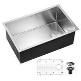Fine Fixtures 28" x 18" x 10" - 16 Gauge Undermount Single Bowl Stainless Steel Kitchen Sink Set - S904-O