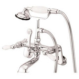 Kingston Brass Wall Mount Clawfoot Tub Filler Faucet with Hand Shower - Polished Chrome CC56T1