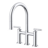 Gerber Montclare Two Handle Bridge Pull-Down Kitchen Faucet w/ SnapBack Retraction 1.75gpm, Chrome - D434529
