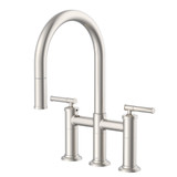 Gerber Montclare Two Handle Bridge Pull-Down Kitchen Faucet w/ SnapBack Retraction 1.75gpm, Stainless Steel - D434529SS
