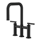 Gerber Montclare Two Handle Bridge Pull-Down Kitchen Faucet 7 Style w/ SnapBack Retraction 1.75gpm, Satin Black - D434629BS