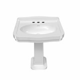 Whitehaus 27" Pedestal Sink With Integrated Oval Bowl, Low-Rise Backsplash, Decorative Trim & Overflow, White