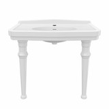 Whitehaus 41" Console Sink With Integrated Oval Bowl, Low-Rise Backsplash, Ceramic Leg Support & Overflow, White