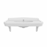Whitehaus 41" Wall Mount Sink With Integrated Oval Bowl, Low-Rise Backsplash, Decorative Trim & Overflow, White