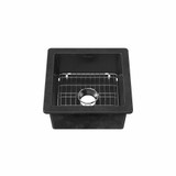Whitehaus 18" Undermount/Drop-In Single Bowl Fireclay Kitchen Sinks, Stainless Steel Grid Included, Matte Black