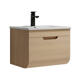 Fine Fixtures Elmont Wall Hung Vanity Cabinet With Sink 22" x 17", Sand Oak - EM22SO-VE2218W