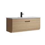 Fine Fixtures Elmont Wall Hung Vanity Cabinet With Sink 42" x 17", Sand Oak - EM42SO-VE4218W