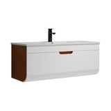 Fine Fixtures Elmont Wall Hung Vanity Cabinet With Sink 42" x 17", White With Walnut Ridge Accent - EM42WR-VE4218W