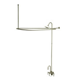 Kingston Brass Clawfoot Tub High Rise Faucet with Shower Riser, Shower Head, Curtain Rod, Drain, & 22" Supply Lines - Brushed Nickel - CCK4148PL