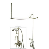 Kingston Brass Clawfoot Tub High Rise Faucet & Handshower with Shower Riser, Shower Head, Curtain Rod, Drain, & 22" Supply Lines - Brushed Nickel - CCK2148PL
