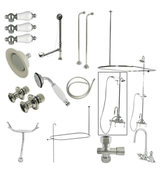 Kingston Brass Clawfoot Tub High Rise Faucet & Handshower with Shower Riser, Shower Head, Curtain Rod, Drain, & 22" Supply Lines - Polished Chrome - CCK2141PL