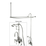 Kingston Brass Clawfoot Tub High Rise Faucet & Handshower with Shower Riser, Shower Head, Curtain Rod, Drain, & 22" Supply Lines - Polished Chrome - CCK2141PL
