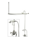 Kingston Brass Clawfoot Tub Faucet & Handshower with Shower Riser, Shower Head, Curtain Rod, Drain, & 22" Supply Lines - Polished Chrome CCK3141AL