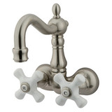 Kingston Brass 3-3/8" Wall Mount Clawfoot Tub Filler Faucet - Brushed Nickel CC1079T8