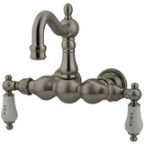 Kingston Brass 3-3/8" Wall Mount Clawfoot Tub Filler Faucet - Brushed Nickel CC1003T8