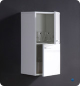 Fresca FST8091WH 12.5"W x 27.5"H Bathroom Linen Side Cabinet w/ 2 Storage Areas - White