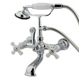 Kingston Brass Wall Mount Clawfoot Tub Filler Faucet with Hand Shower - Polished Chrome CC560T1