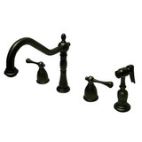 Kingston Brass Two Handle Widespread Widespread Kitchen Faucet & Brass Side Spray - Oil Rubbed Bronze - KB7795BLBS