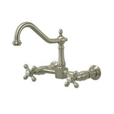Kingston Brass Two Handle Widespread Wall Mount Kitchen Faucet - Satin Nickel KS1248AX
