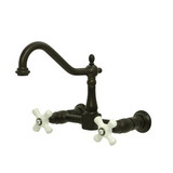 Kingston Brass Two Handle Widespread Wall Mount Kitchen Faucet - Oil Rubbed Bronze KS1245PX
