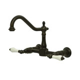 Kingston Brass Two Handle Widespread Wall Mount Kitchen Faucet - Oil Rubbed Bronze KS1245PL