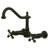 Kingston Brass Two Handle Widespread Wall Mount Kitchen Faucet - Oil Rubbed Bronze KS1245AX