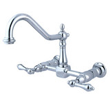 Kingston Brass Two Handle Widespread Wall Mount Kitchen Faucet - Polished Chrome