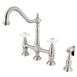 Kingston Brass Two Handle Widespread Kitchen Faucet & Side Spray - Brushed Nickel KS1278PXBS