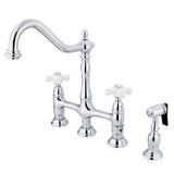 Kingston Brass Two Handle Widespread Kitchen Faucet & Side Spray - Polished Chrome KS1271PXBS