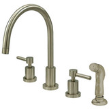 Kingston Brass Two Handle Widespread Kitchen Faucet & Non-Metallic Side Spray - Brushed Nickel KS8728DL