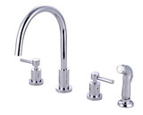 Kingston Brass Two Handle Widespread Kitchen Faucet & Non-Metallic Side Spray - Polished Chrome KS8721DL