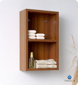 Fresca FST8092TK 12'' Bathroom Linen Side Cabinet 19.63" H X 11.88" W X 5.88" L W/ 2 Open Storage Areas  - Teak