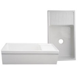 Whitehaus WHQD540 36" Quatro Alcove Reversible Fireclay Farmhouse Kitchen Sink & Drain Board - White