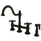 Kingston Brass Two Handle Widespread Kitchen Faucet & Brass Side Spray - Oil Rubbed Bronze KS3795AXBS