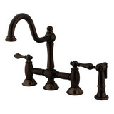 Kingston Brass Two Handle Widespread Kitchen Faucet & Brass Side Spray - Oil Rubbed Bronze KS3795ALBS