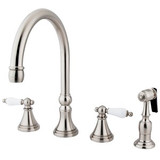 Kingston Brass Two Handle Widespread Kitchen Faucet & Brass Side Spray - Brushed Nickel KS2798PLBS