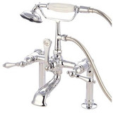 Kingston Brass 7" Deck Mount Clawfoot Tub Filler Faucet with Hand Shower - Polished Chrome - CC104T1