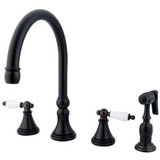 Kingston Brass Two Handle Widespread Kitchen Faucet & Brass Side Spray - Oil Rubbed Bronze KS2795PLBS